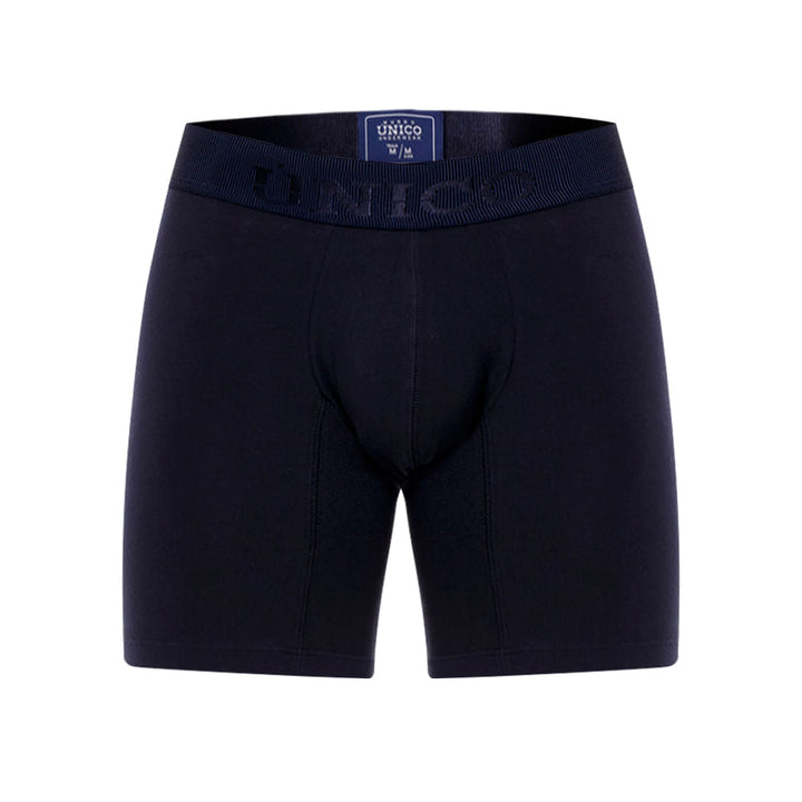 Mundo Unico Men's Ébano A23 Mid-Length Boxer Briefs - Solid Navy Blue Cotton Underwear