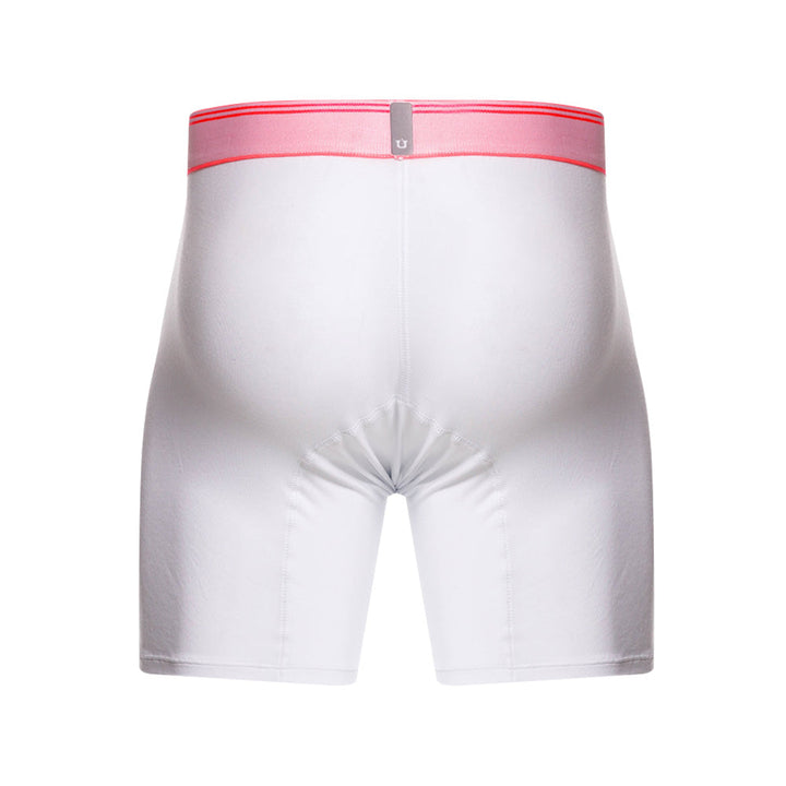 Mundo Unico Men's Pima Cotton Mid-Length Boxer Briefs - Berry White with Fuchsia Accents
