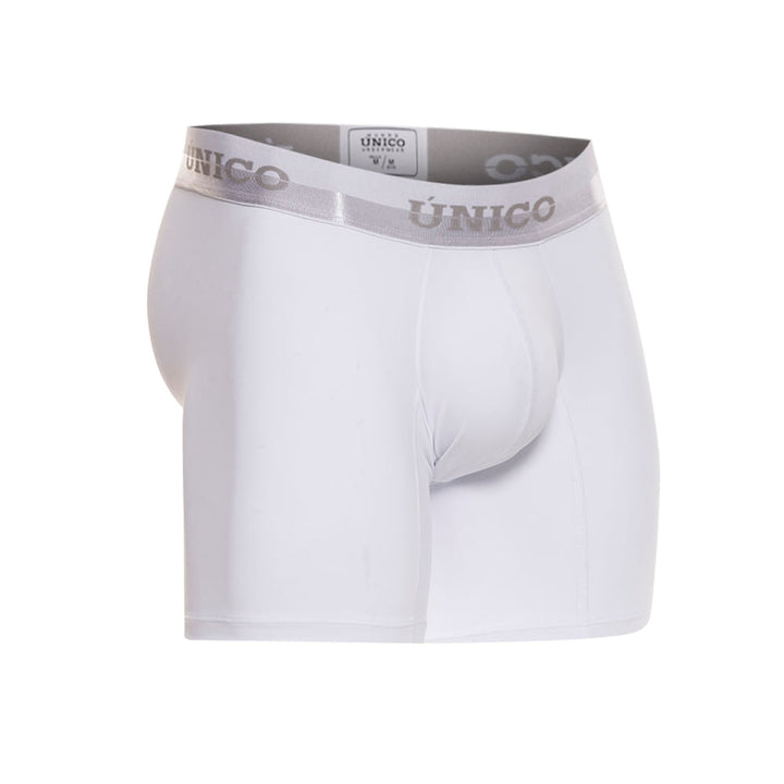Mundo Unico Men's Mid-Length Boxer Briefs - Marupa A23 Solid White Cotton