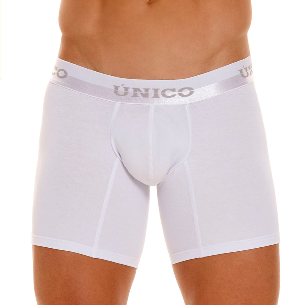 Mundo Unico Men's Mid-Length Boxer Briefs - Marupa A23 Solid White Cotton