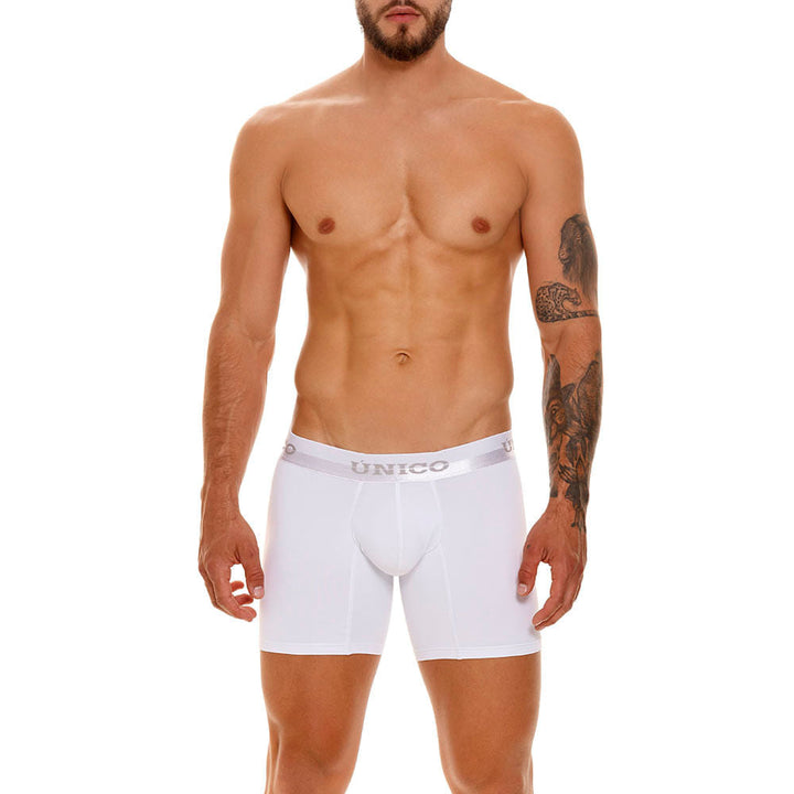 Mundo Unico Men's Mid-Length Boxer Briefs - Marupa M23 White Microfiber