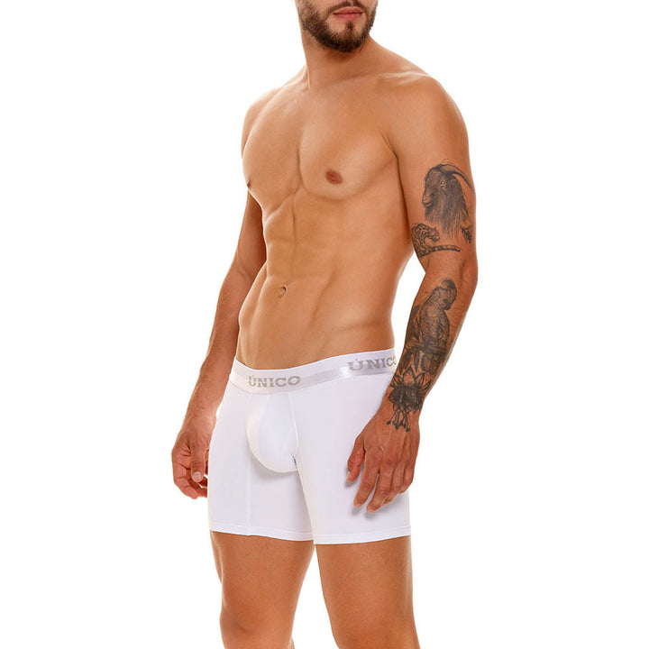 Mundo Unico Men's Mid-Length Boxer Briefs - Marupa M23 White Microfiber