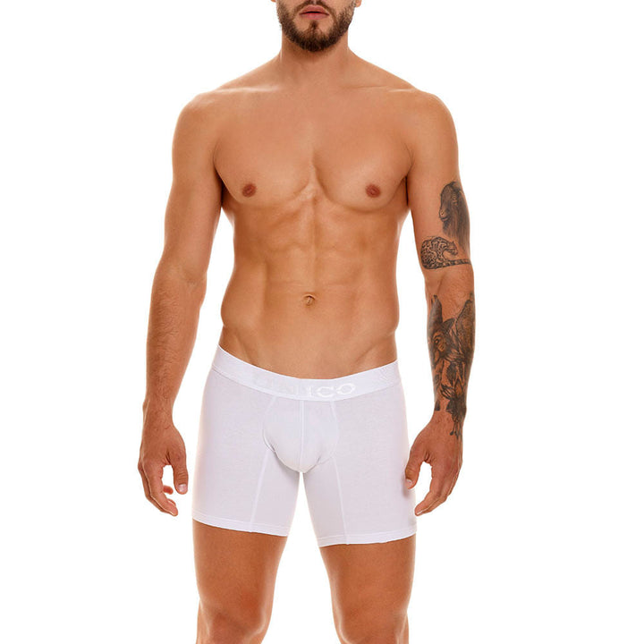Mundo Unico Men's Tilo A23 Mid-Length Boxer Briefs - White Premium Cotton Comfort