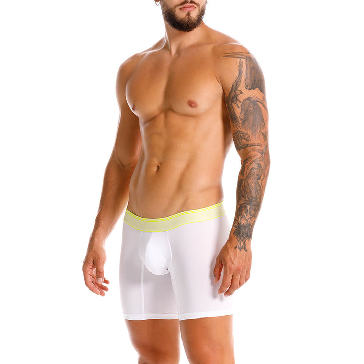 Mundo Unico Men's Microfiber Mid-Length Boxer Briefs - Calidez White