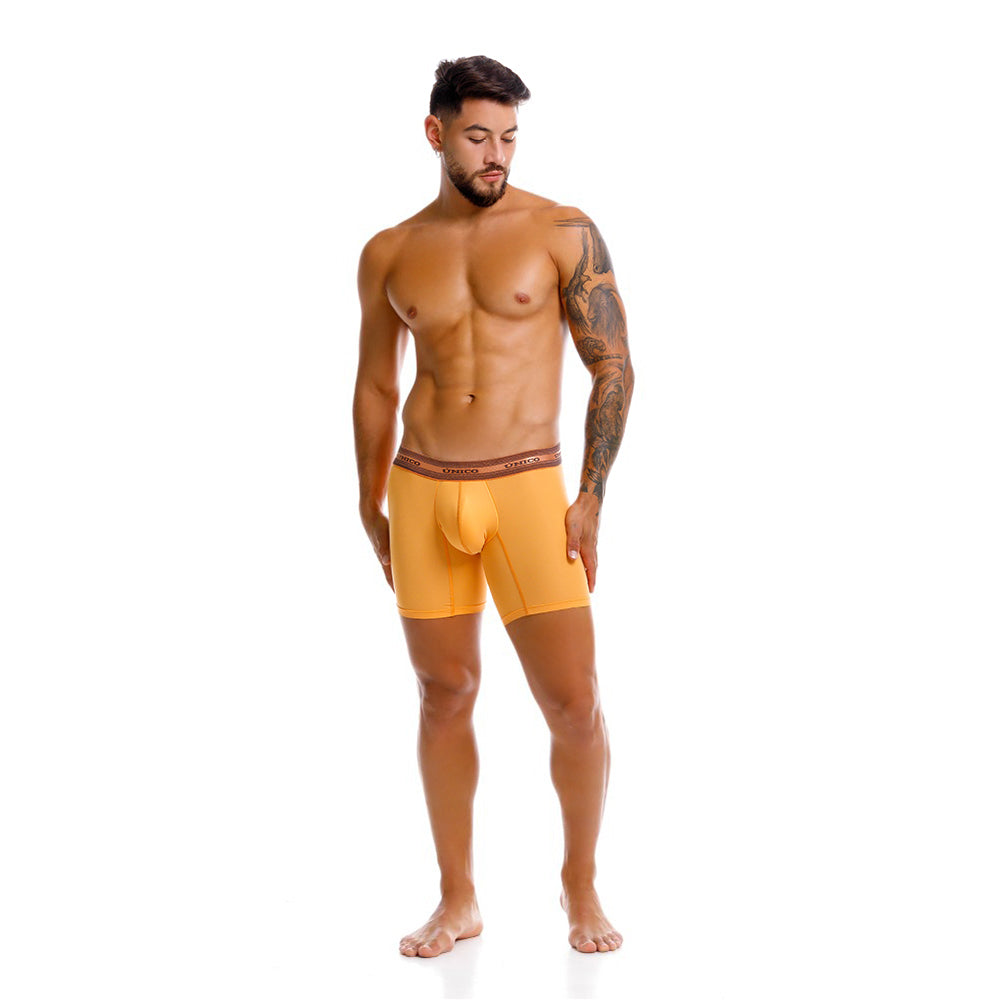 Mundo Unico Men's Microfiber Mid-Length Boxer Briefs - Copper Orange