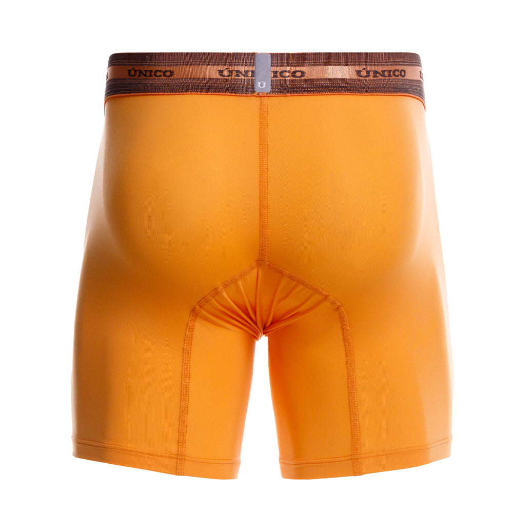 Mundo Unico Men's Microfiber Mid-Length Boxer Briefs - Copper Orange