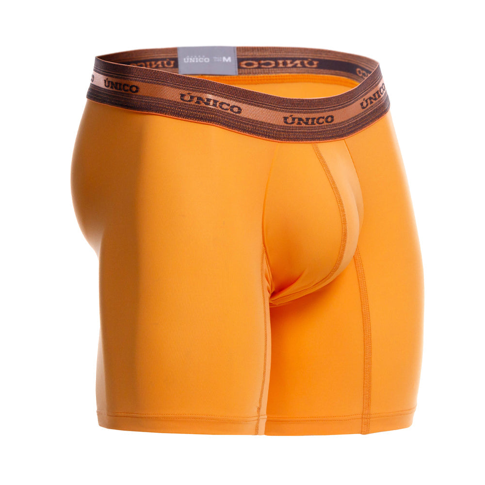 Mundo Unico Men's Microfiber Mid-Length Boxer Briefs - Copper Orange