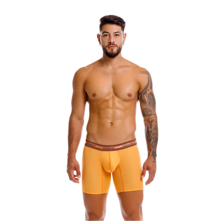 Mundo Unico Men's Microfiber Mid-Length Boxer Briefs - Copper Orange