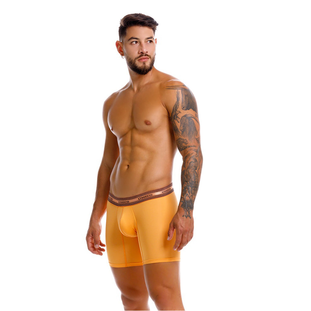 Mundo Unico Men's Microfiber Mid-Length Boxer Briefs - Copper Orange