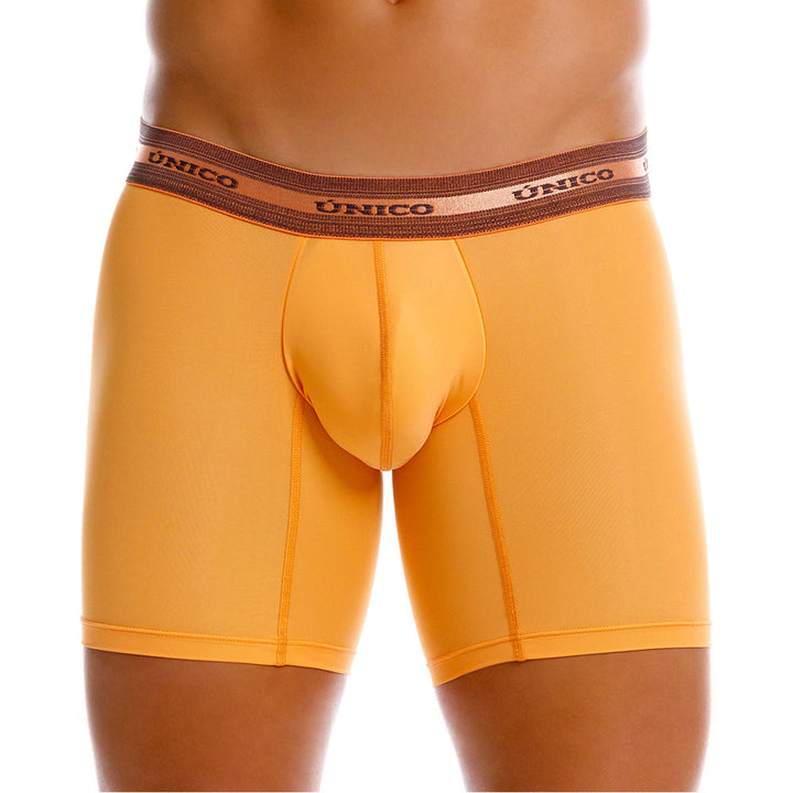 Mundo Unico Men's Microfiber Mid-Length Boxer Briefs - Copper Orange