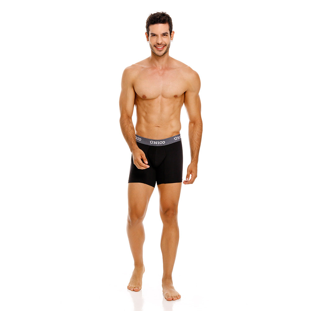 Mundo Unico Men’s Boxer Medio Cratos Negro - Premium Microfiber Mid-Length Boxer Briefs with Suspension Pouch