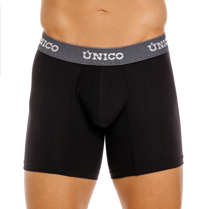 Mundo Unico Men’s Boxer Medio Cratos Negro - Premium Microfiber Mid-Length Boxer Briefs with Suspension Pouch