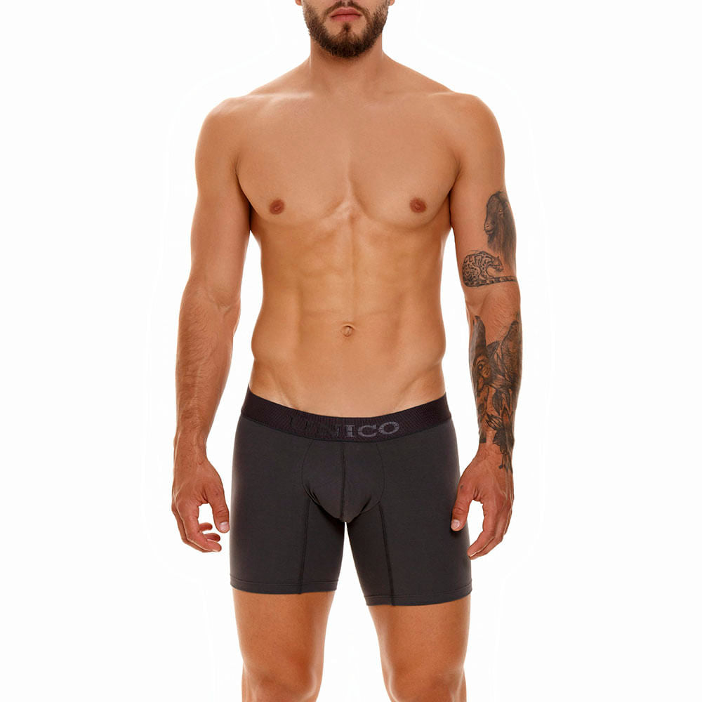 Unico Boxer Medio Zebrano A23 - Men's Mid-Length Grey Cotton Boxer Brief