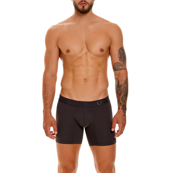 Mundo Unico Men's Zebrano M23 Mid-Length Boxer Briefs - Solid Dark Grey Microfiber