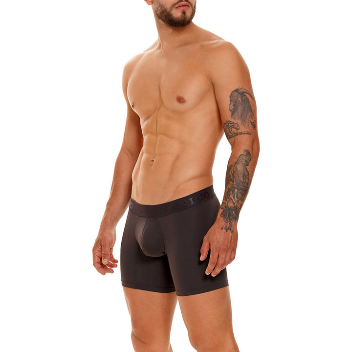 Mundo Unico Men's Zebrano M23 Mid-Length Boxer Briefs - Solid Dark Grey Microfiber