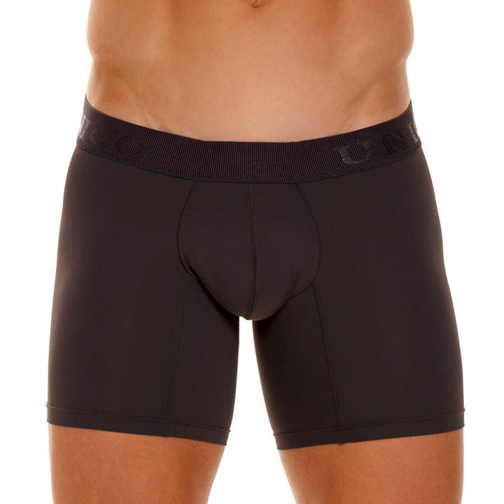 Mundo Unico Men's Zebrano M23 Mid-Length Boxer Briefs - Solid Dark Grey Microfiber