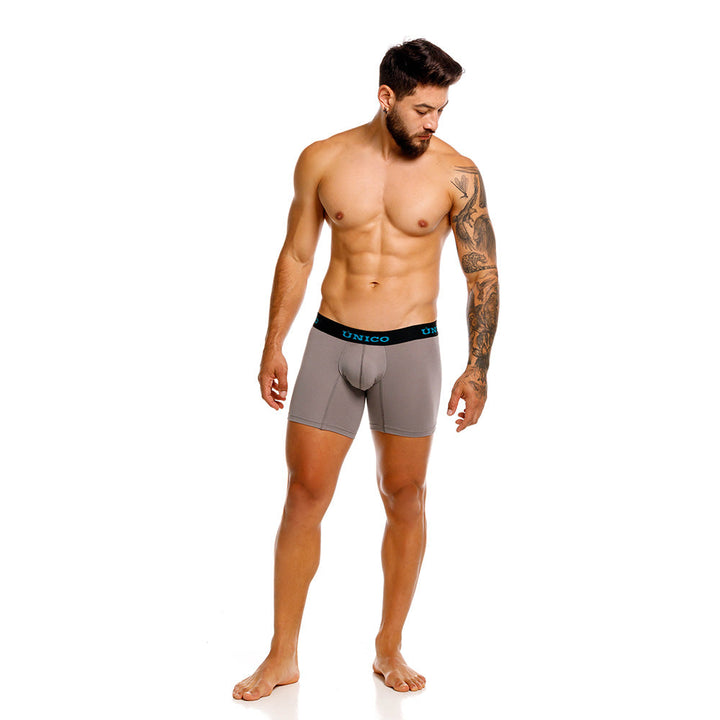 Unico Guaymango Men's Mid-Length Boxer Brief - Grey Cotton