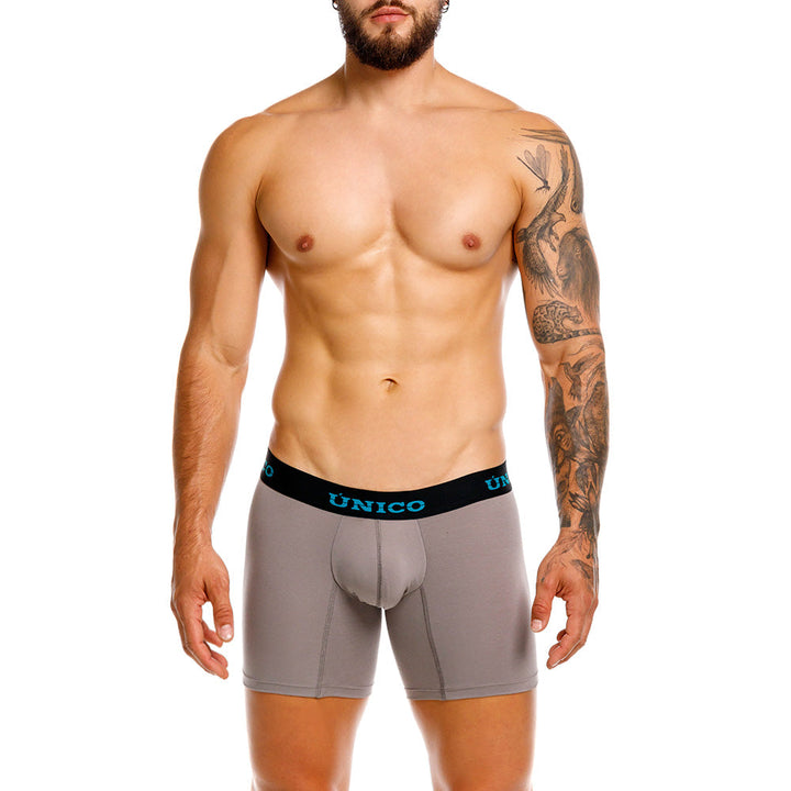 Unico Guaymango Men's Mid-Length Boxer Brief - Grey Cotton