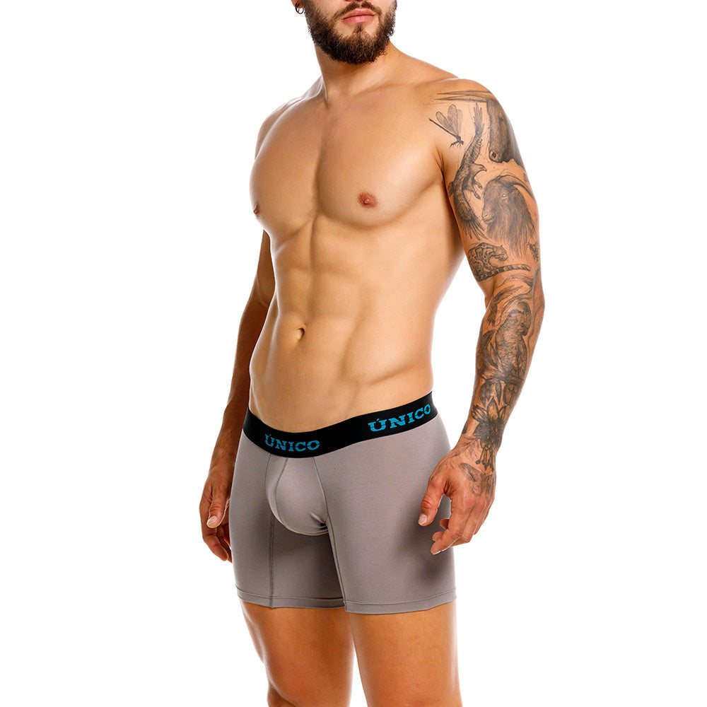 Unico Guaymango Men's Mid-Length Boxer Brief - Grey Cotton