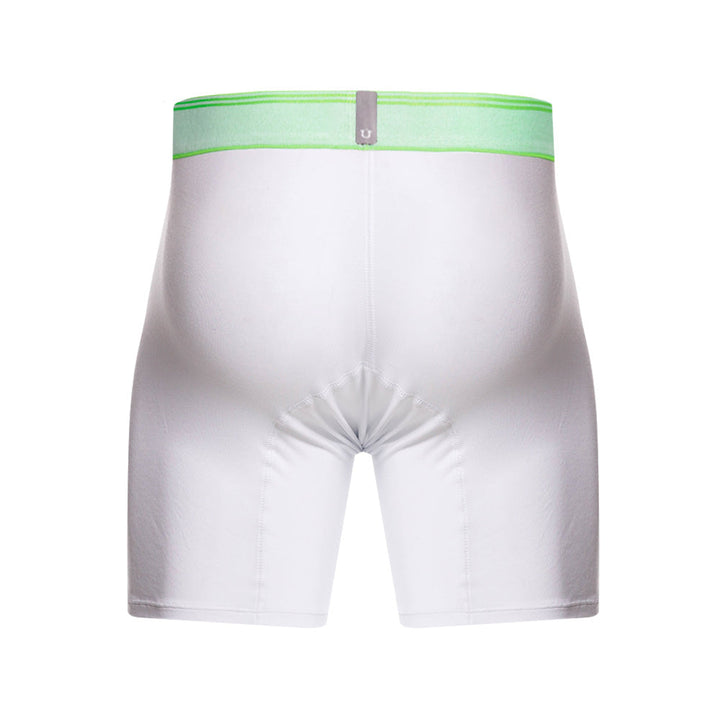 Mundo Unico Men's Pima Cotton Mid-Length Boxer Briefs - Lima White with Neon Green Accents