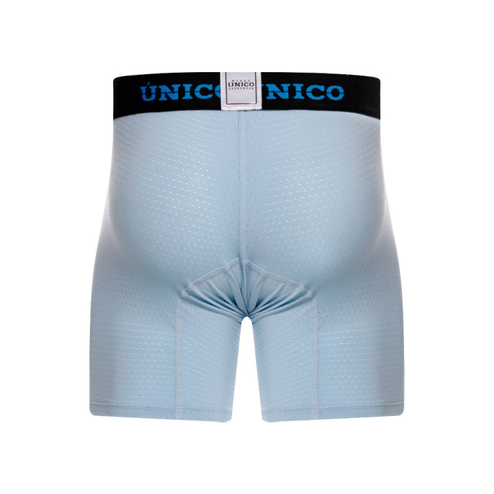 Mundo Unico Moka Men's Mid-Length Boxer Briefs – Light Blue Microperforated Underwear with Pouch Support