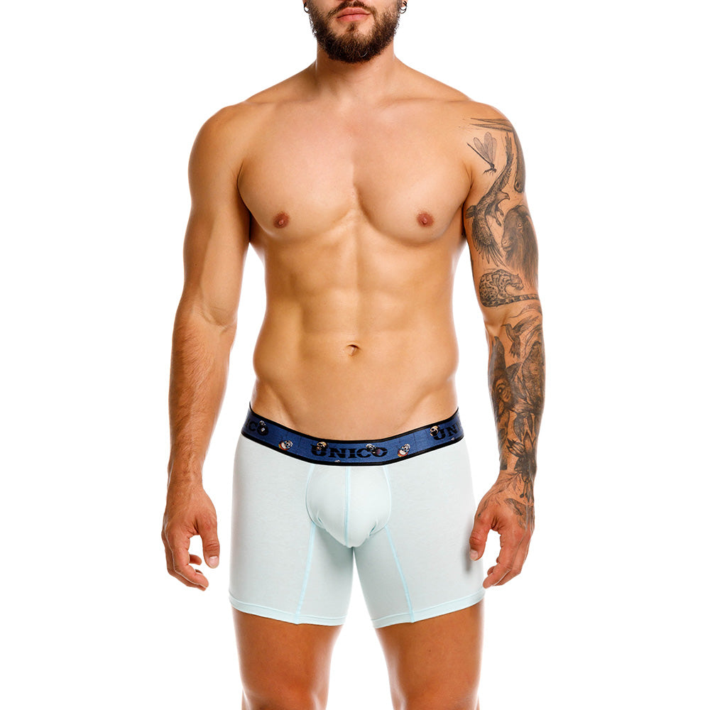 Mundo Unico Men’s Boxer Medio Necochea Azul - Breathable Cotton Mid-Length Boxer Briefs with Skull Print Waistband