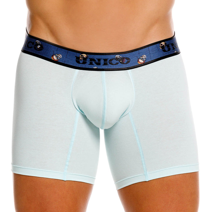 Mundo Unico Men’s Boxer Medio Necochea Azul - Breathable Cotton Mid-Length Boxer Briefs with Skull Print Waistband