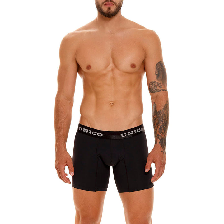 Mundo Unico Men’s Boxer Medio Makore M23 Negro - Lightweight Microfiber Mid-Length Boxer Briefs with Signature Support Pouch