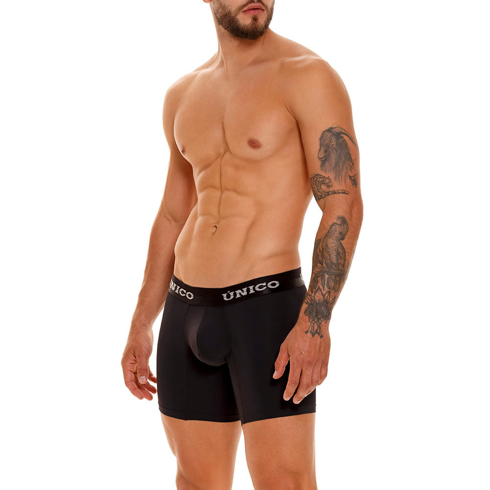 Mundo Unico Men’s Boxer Medio Makore M23 Negro - Lightweight Microfiber Mid-Length Boxer Briefs with Signature Support Pouch