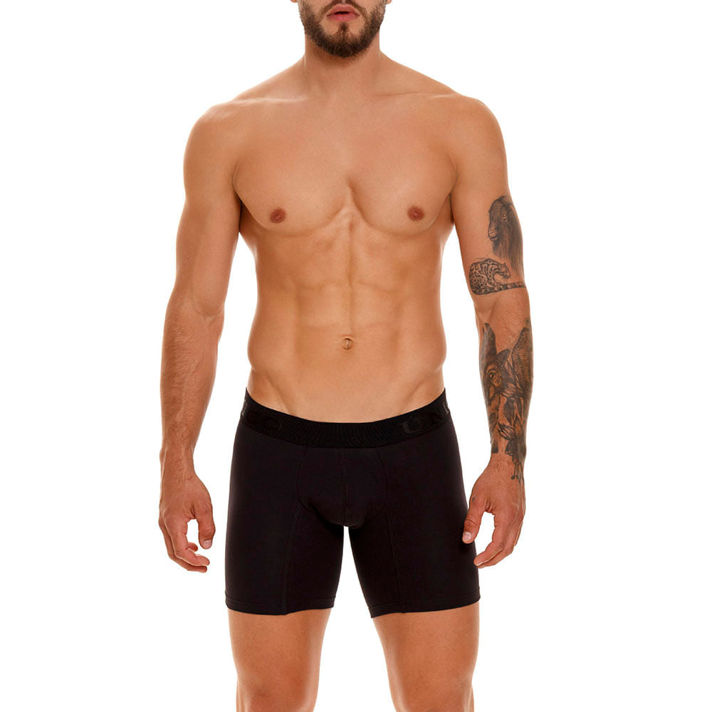 Mundo Unico Men’s Boxer Medio Roble A23 Negro - Premium Black Cotton Mid-Length Boxer Briefs with Support Pouch