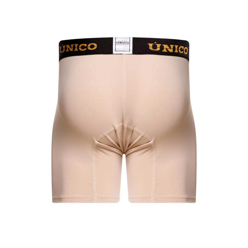 Mundo Unico Queretaro Men's Mid-Length Boxer Briefs – Beige Microfiber Underwear with Pouch Support