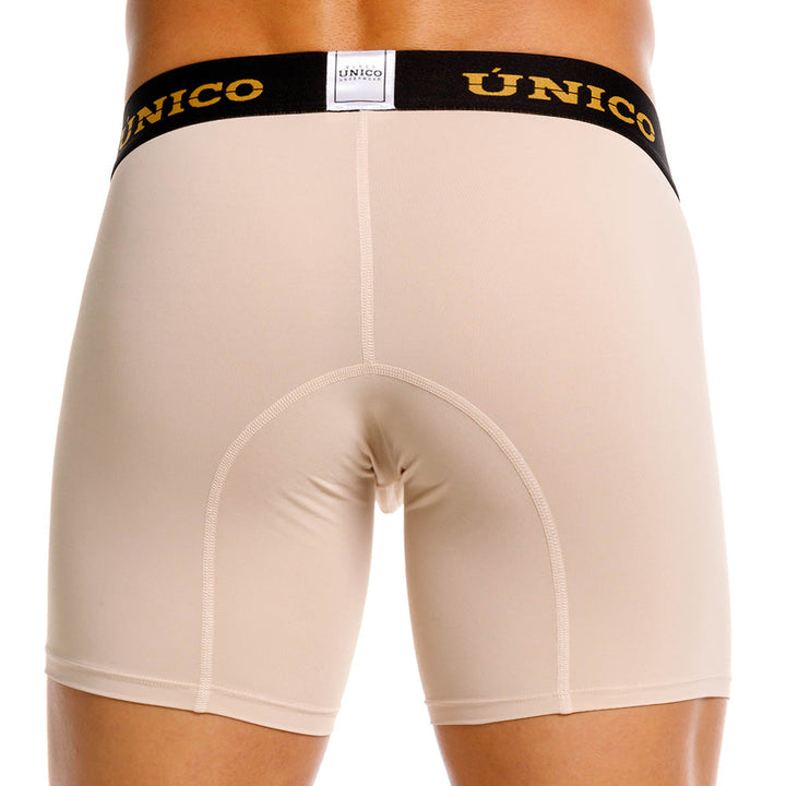 Mundo Unico Queretaro Men's Mid-Length Boxer Briefs – Beige Microfiber Underwear with Pouch Support