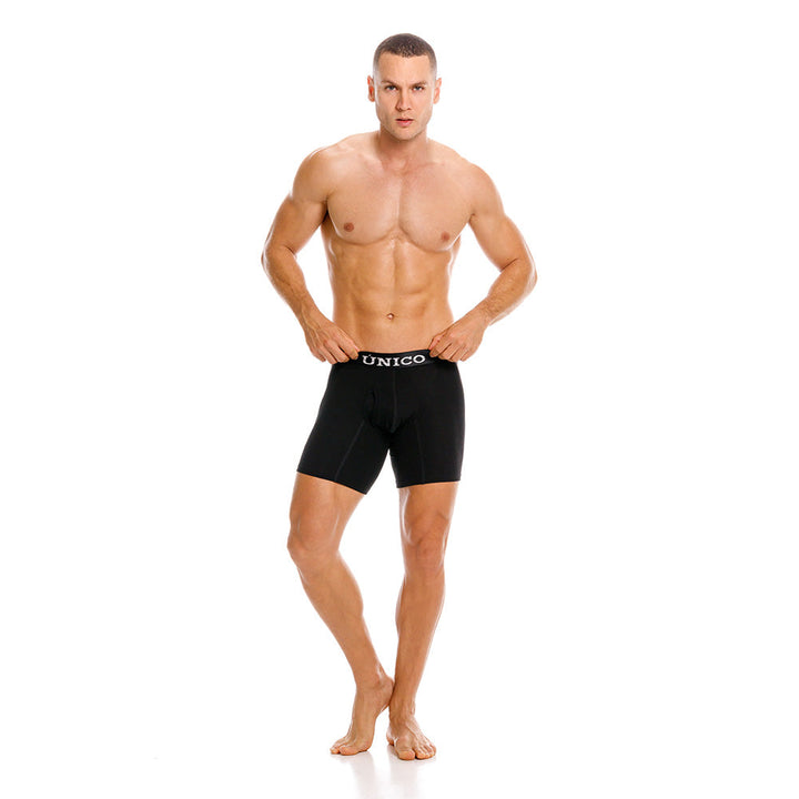 MUNDO ÚNICO "Relax Fit" Black Cotton Medium Boxer (BOXER MEDIO RELAX FIT BLACK NEGRO)