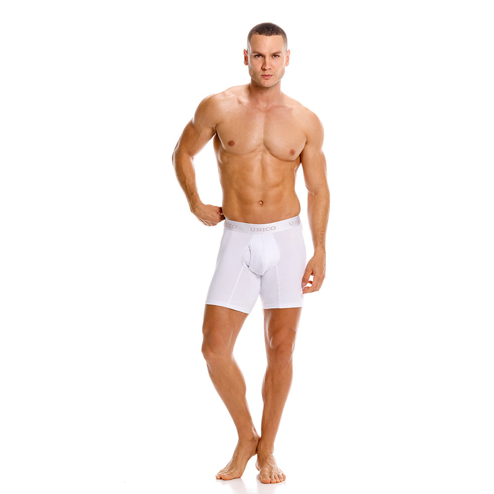 MUNDO ÚNICO Relax Fit White Mid Boxer Briefs (BOXER MEDIO RELAX FIT WHITE BLANCO)