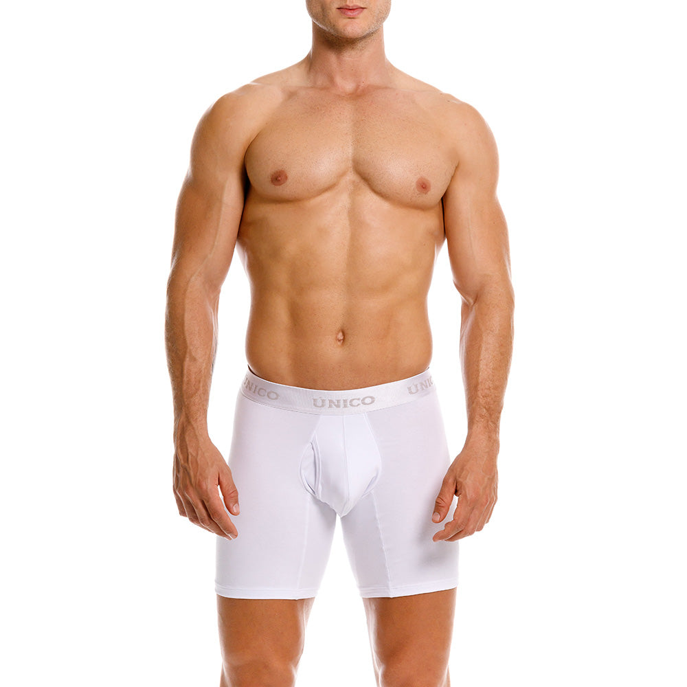 MUNDO ÚNICO Relax Fit White Mid Boxer Briefs (BOXER MEDIO RELAX FIT WHITE BLANCO)