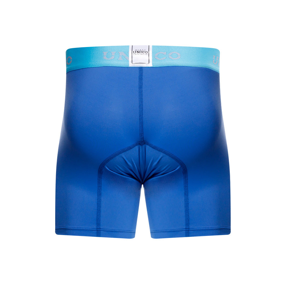 Mundo Unico Reyes Men's Mid-Length Boxer Briefs – Blue Microfiber Underwear with Pouch Support