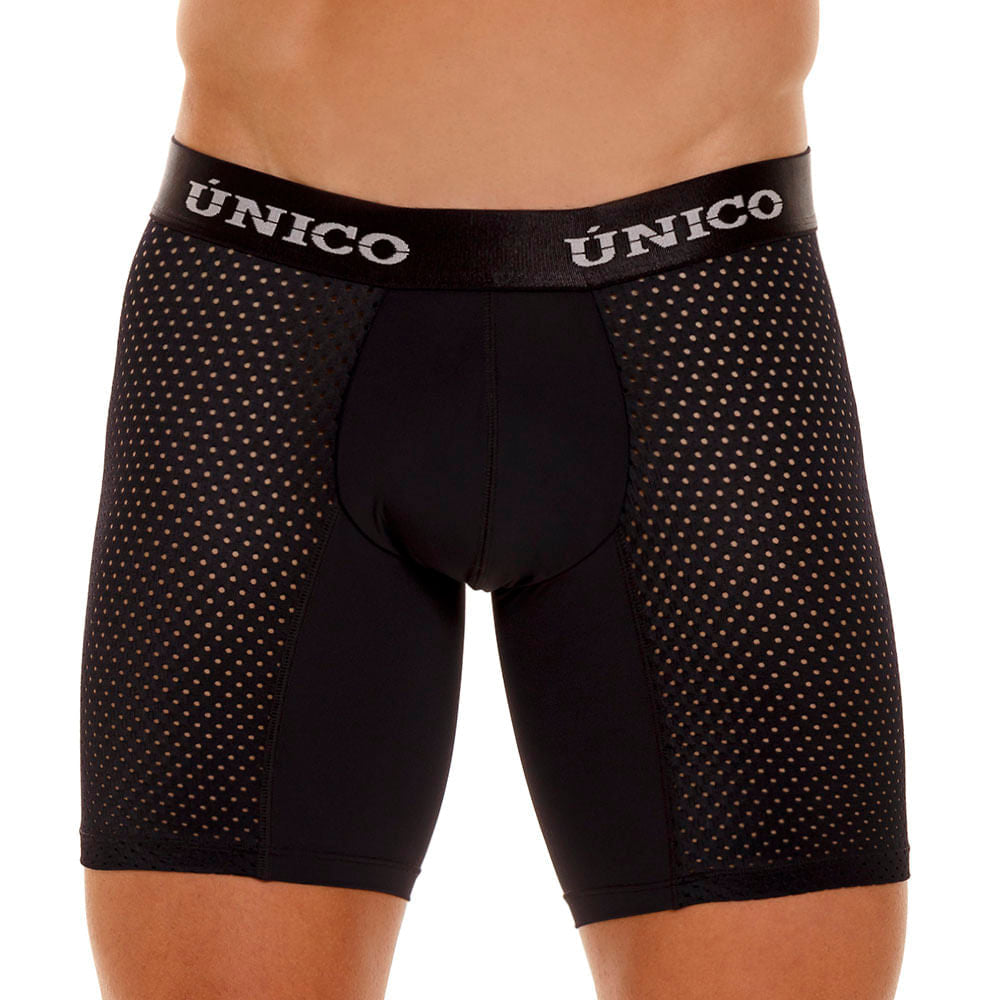 Mundo Unico Men’s Boxer Medio Sequoia M23 Negro - Breathable Micro-Perforated Mid-Length Boxer Briefs with Signature Support Pouch