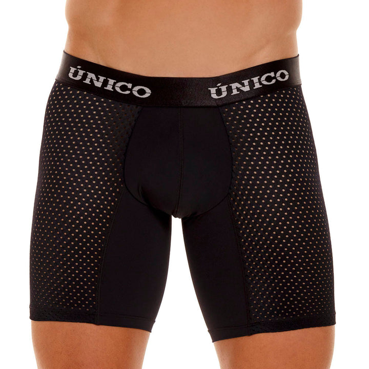 Mundo Unico Men’s Boxer Medio Sequoia M23 Negro - Breathable Micro-Perforated Mid-Length Boxer Briefs with Signature Support Pouch