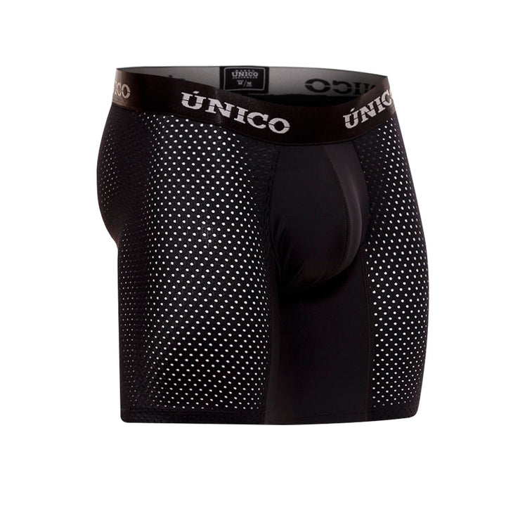 Mundo Unico Men’s Boxer Medio Sequoia M23 Negro - Breathable Micro-Perforated Mid-Length Boxer Briefs with Signature Support Pouch