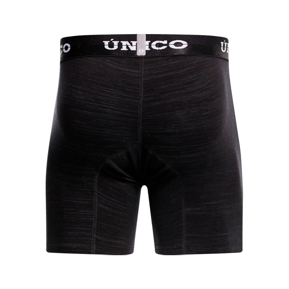 Mundo Unico Men’s Boxer Medio Siberia Negro - Mid-Length Solid Black Boxer Briefs with Patented Support Pouch