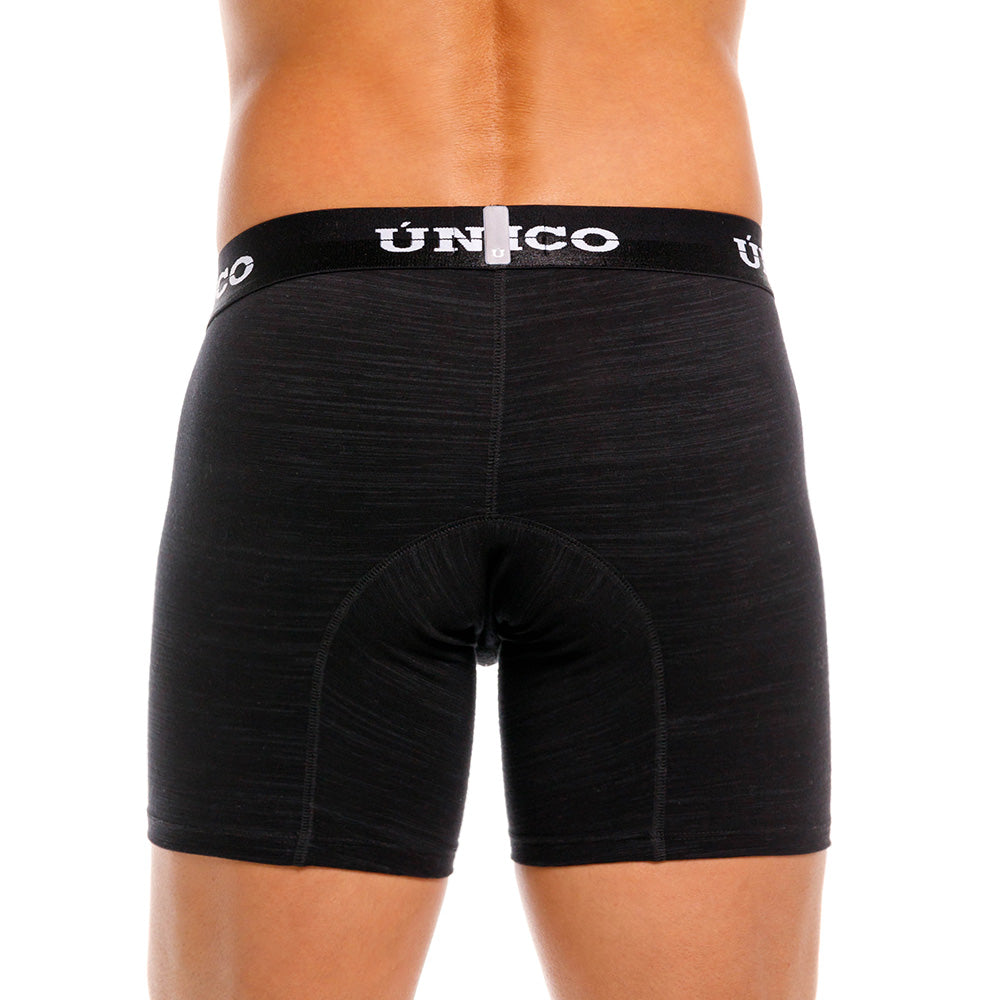 Mundo Unico Men’s Boxer Medio Siberia Negro - Mid-Length Solid Black Boxer Briefs with Patented Support Pouch