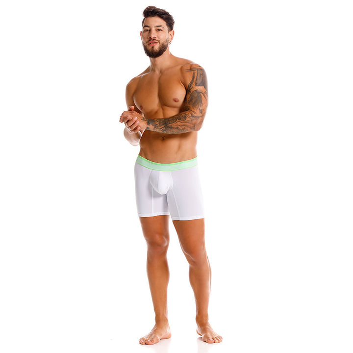 Mundo Unico Men's Mid-Length Boxer Briefs - Sinople White Microfiber