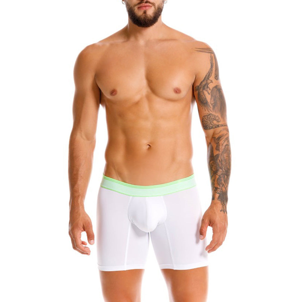 Mundo Unico Men's Mid-Length Boxer Briefs - Sinople White Microfiber