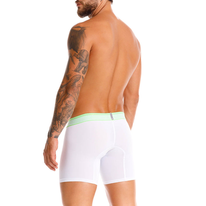 Mundo Unico Men's Mid-Length Boxer Briefs - Sinople White Microfiber
