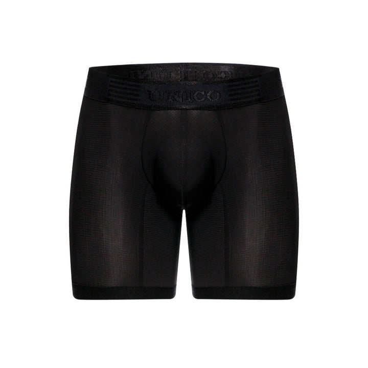 Mundo Unico Vital Men's Sport Mid-Length Boxer Briefs – Black Microfiber Athletic Underwear with Side Pocket