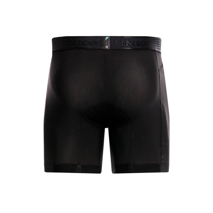 Mundo Unico Vital Men's Sport Mid-Length Boxer Briefs – Black Microfiber Athletic Underwear with Side Pocket