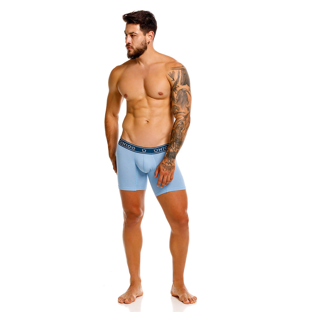 Mundo Unico Men's Cotton Mid-Length Boxer Briefs - Zacapa Blue