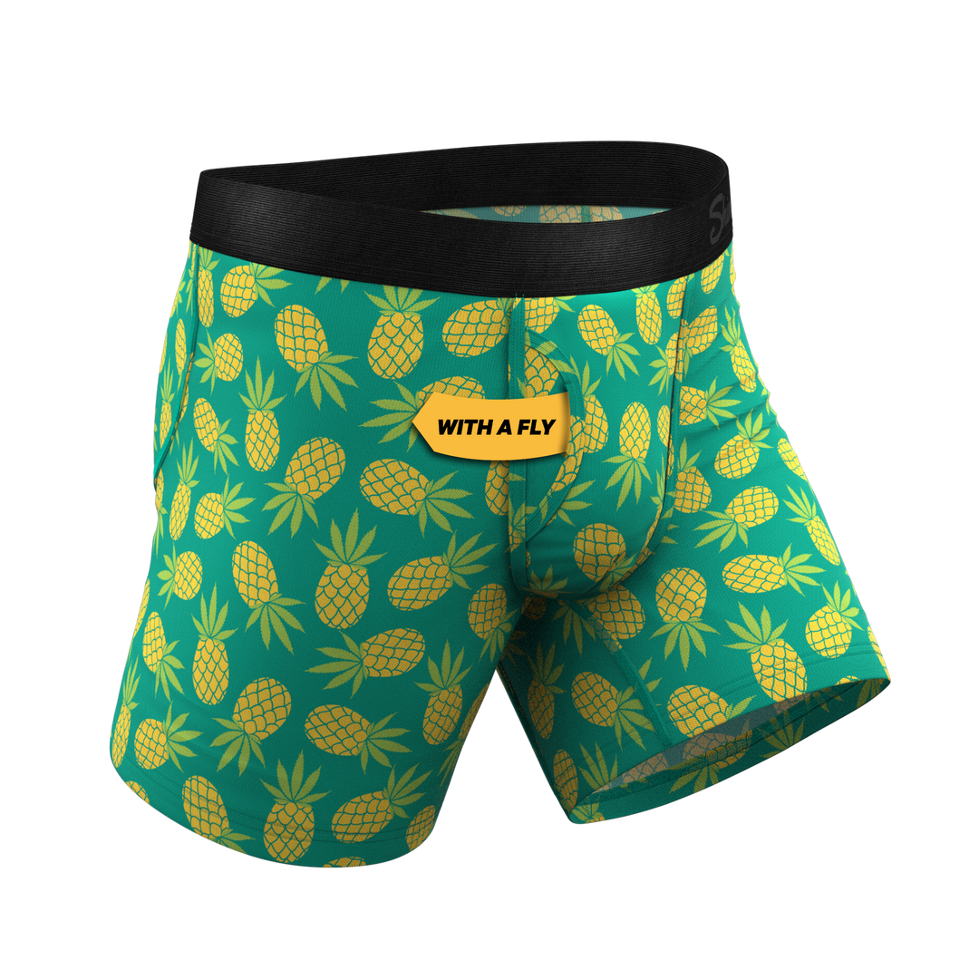 Shinesty "Pineapple Express" Tropical Ball Hammock® Pouch Boxer Briefs with Fly