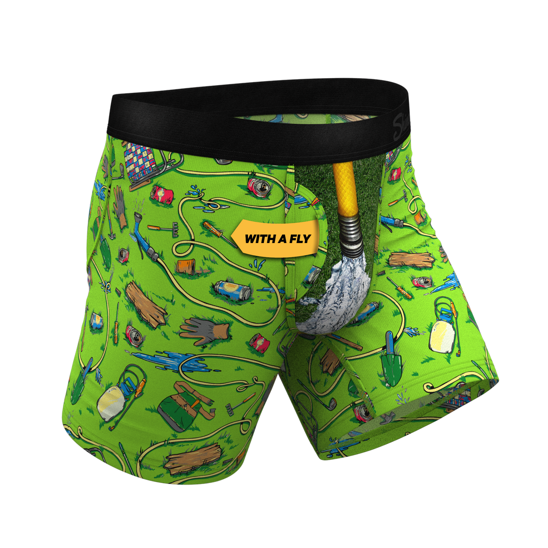 The Nice Piece Of Grass Ball Hammock® Pouch Underwear with Fly (Gardening Hose Print)