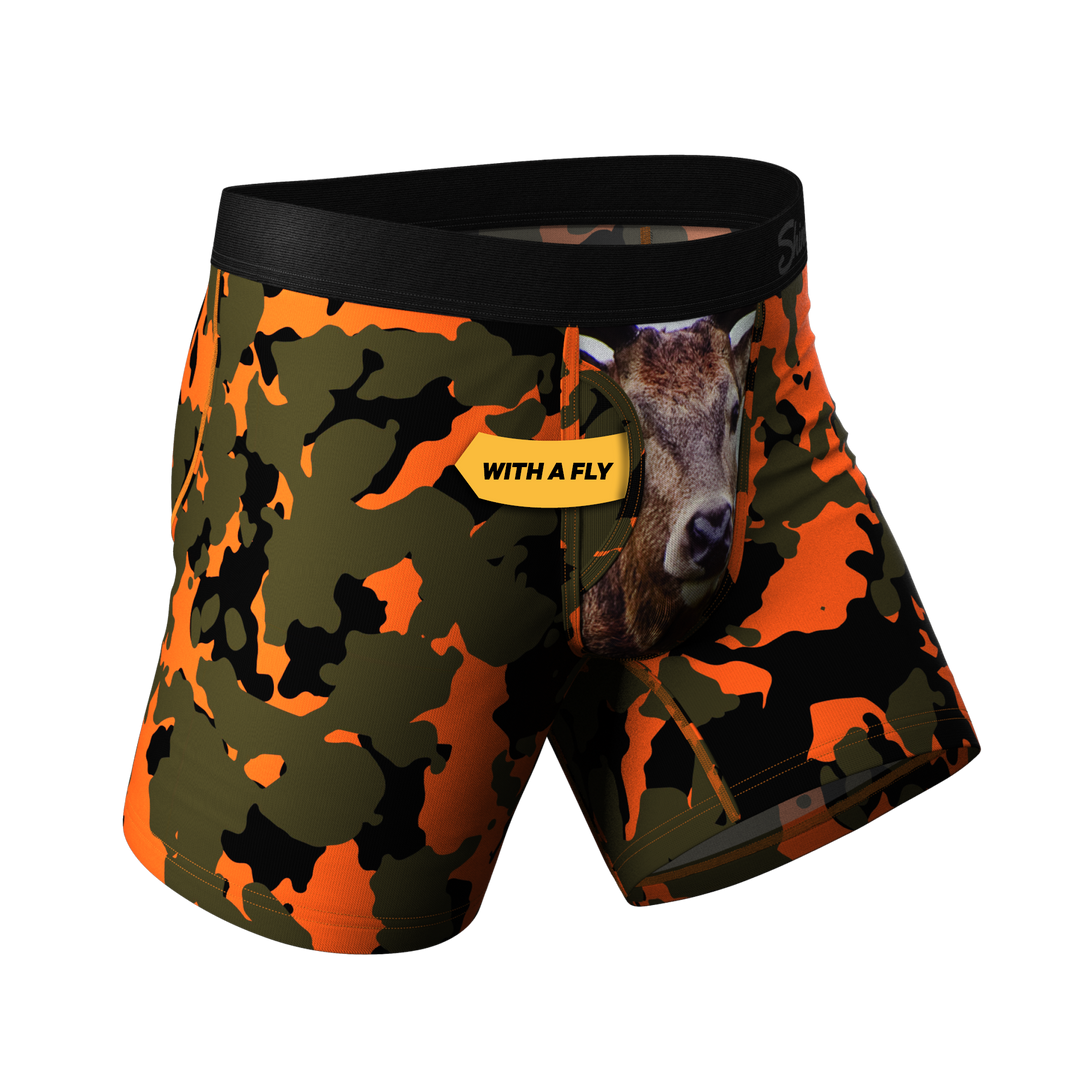 Shinesty "The Bambi Bunchers" Orange Camo Deer Ball Hammock® Pouch Underwear With Fly